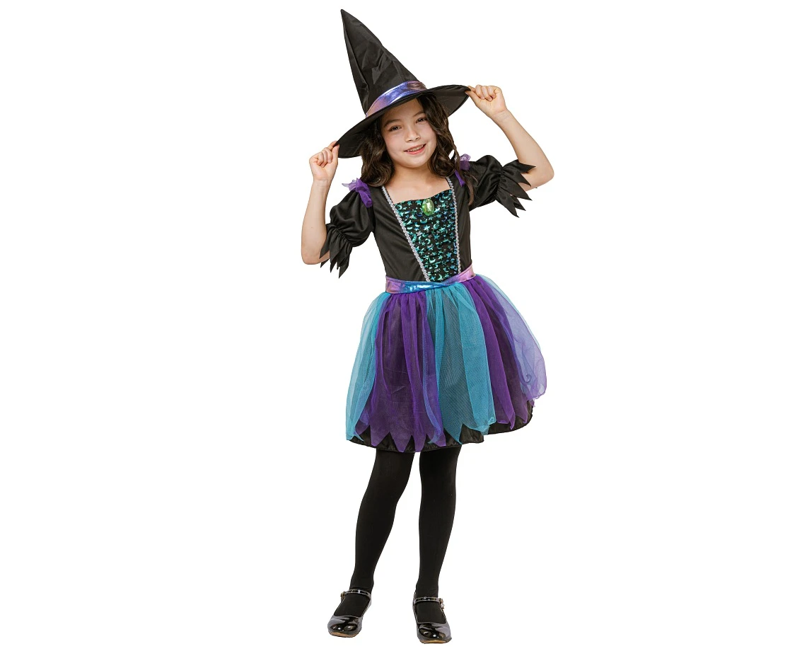 Role play-set for kids Starry Witch (dress, hat), size 120/130 cm